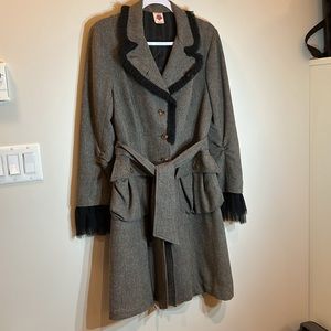 Brown wool jacket with organza details